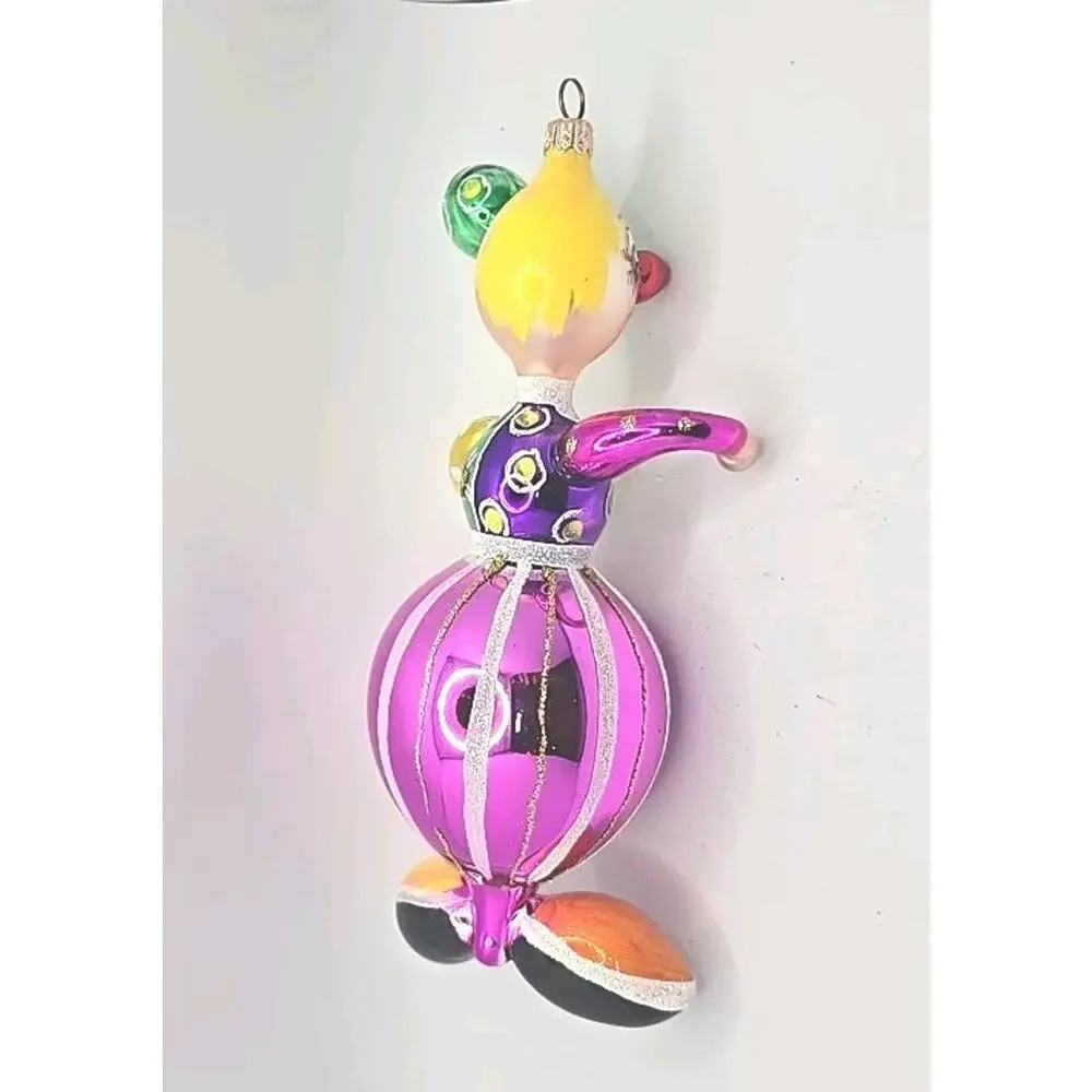 Vtg‎ Christopher Radko Clown Blown Glass Christmas Ornament U313 s